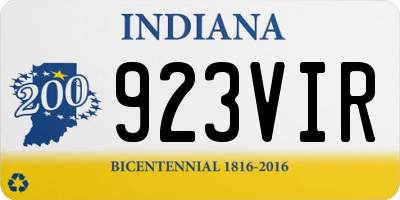 IN license plate 923VIR