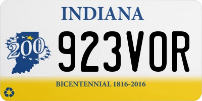 IN license plate 923VOR