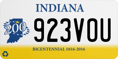 IN license plate 923VOU