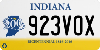 IN license plate 923VOX