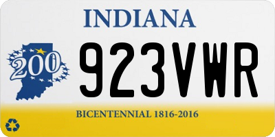 IN license plate 923VWR