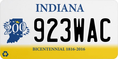 IN license plate 923WAC