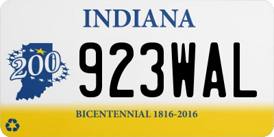 IN license plate 923WAL