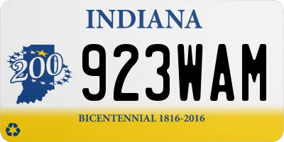 IN license plate 923WAM