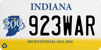 IN license plate 923WAR