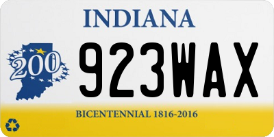 IN license plate 923WAX