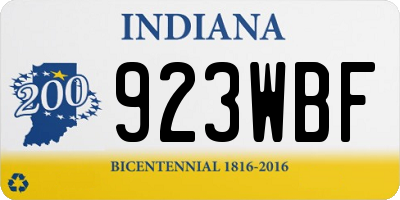 IN license plate 923WBF