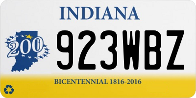 IN license plate 923WBZ
