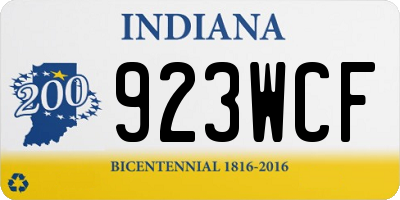 IN license plate 923WCF