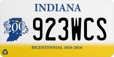 IN license plate 923WCS