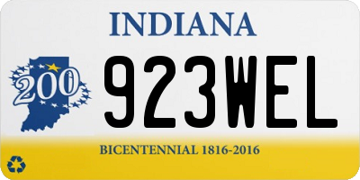 IN license plate 923WEL