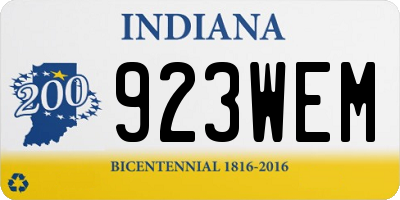 IN license plate 923WEM