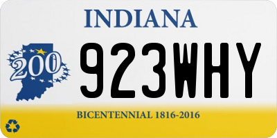 IN license plate 923WHY