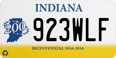 IN license plate 923WLF