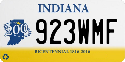 IN license plate 923WMF