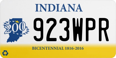 IN license plate 923WPR