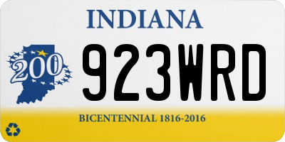 IN license plate 923WRD