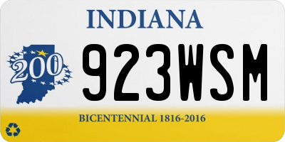 IN license plate 923WSM
