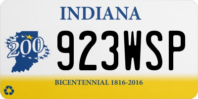IN license plate 923WSP
