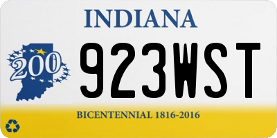 IN license plate 923WST