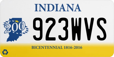 IN license plate 923WVS
