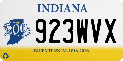 IN license plate 923WVX