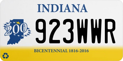 IN license plate 923WWR