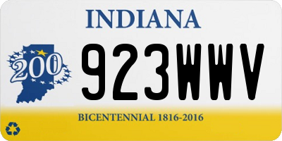 IN license plate 923WWV