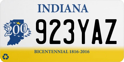 IN license plate 923YAZ