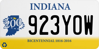 IN license plate 923YOW