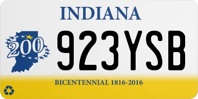 IN license plate 923YSB