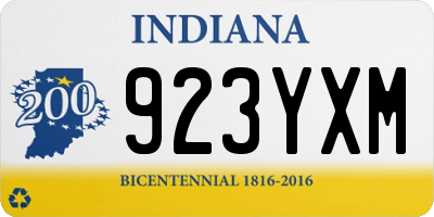 IN license plate 923YXM