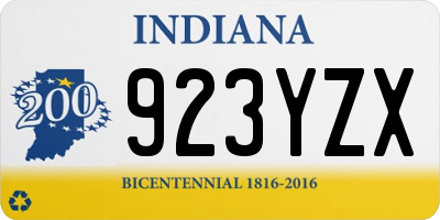 IN license plate 923YZX
