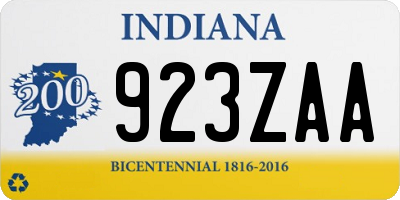 IN license plate 923ZAA