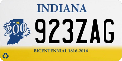 IN license plate 923ZAG