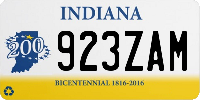 IN license plate 923ZAM