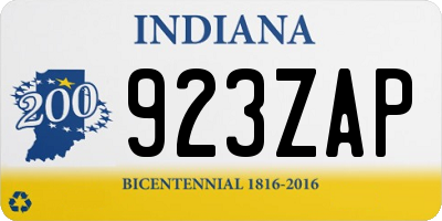 IN license plate 923ZAP