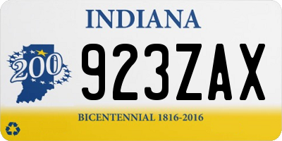 IN license plate 923ZAX