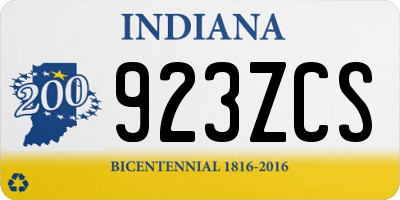 IN license plate 923ZCS