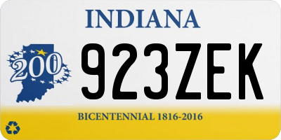 IN license plate 923ZEK