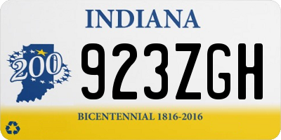 IN license plate 923ZGH
