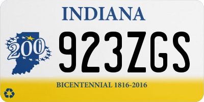 IN license plate 923ZGS