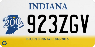 IN license plate 923ZGV