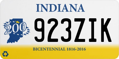 IN license plate 923ZIK