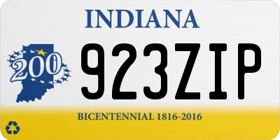 IN license plate 923ZIP