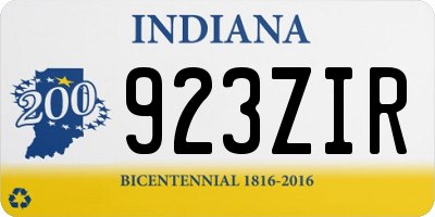 IN license plate 923ZIR