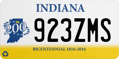 IN license plate 923ZMS