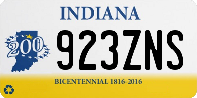 IN license plate 923ZNS