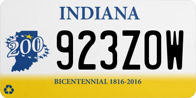 IN license plate 923ZOW