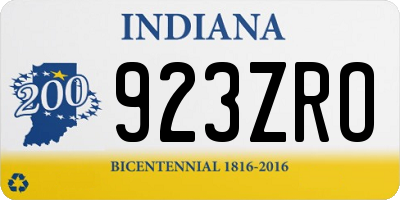 IN license plate 923ZRO